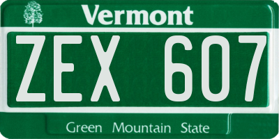 VT license plate ZEX607