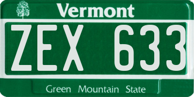 VT license plate ZEX633