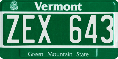 VT license plate ZEX643
