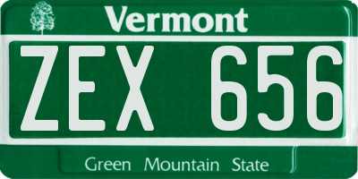 VT license plate ZEX656