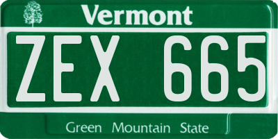 VT license plate ZEX665