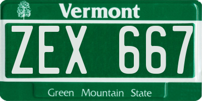 VT license plate ZEX667