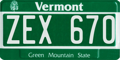 VT license plate ZEX670
