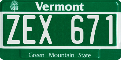 VT license plate ZEX671
