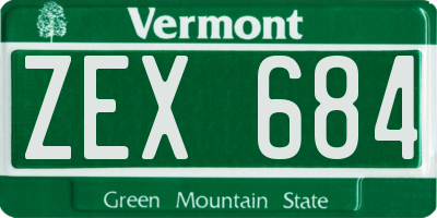 VT license plate ZEX684