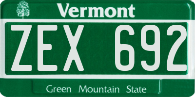 VT license plate ZEX692
