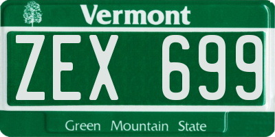 VT license plate ZEX699