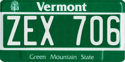 VT license plate ZEX706