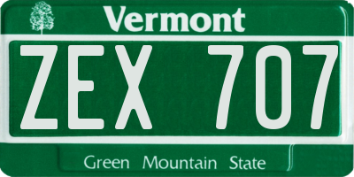 VT license plate ZEX707
