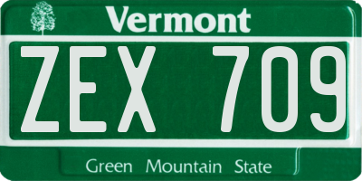 VT license plate ZEX709