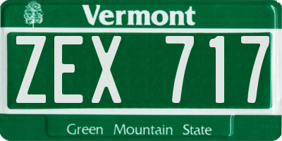 VT license plate ZEX717