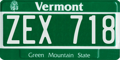 VT license plate ZEX718