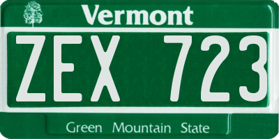 VT license plate ZEX723