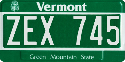 VT license plate ZEX745