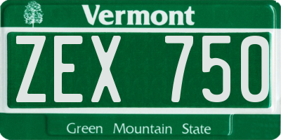 VT license plate ZEX750