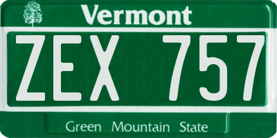 VT license plate ZEX757