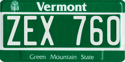 VT license plate ZEX760