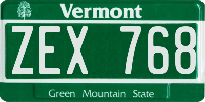 VT license plate ZEX768