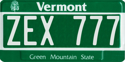 VT license plate ZEX777