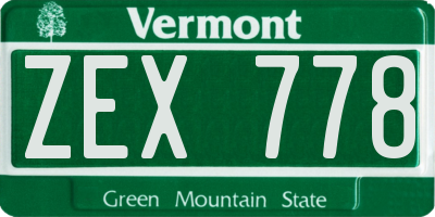 VT license plate ZEX778