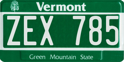 VT license plate ZEX785