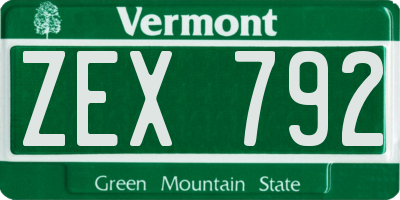 VT license plate ZEX792