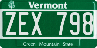 VT license plate ZEX798