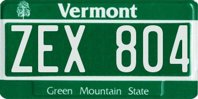 VT license plate ZEX804