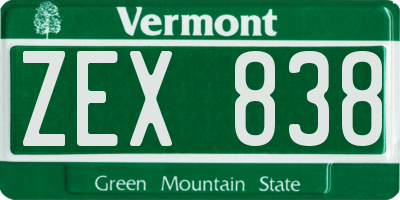 VT license plate ZEX838