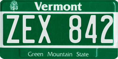 VT license plate ZEX842