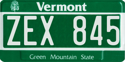 VT license plate ZEX845