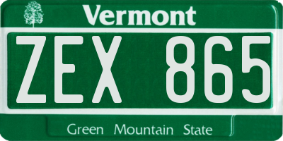 VT license plate ZEX865