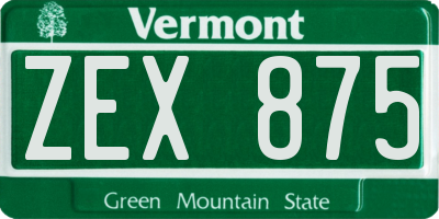 VT license plate ZEX875