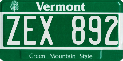 VT license plate ZEX892