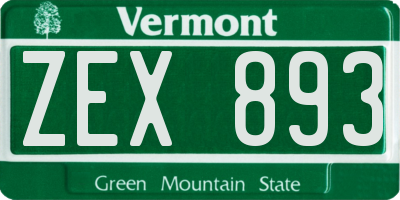 VT license plate ZEX893