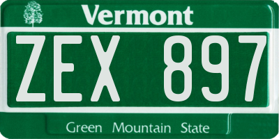 VT license plate ZEX897