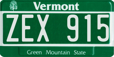 VT license plate ZEX915