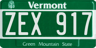 VT license plate ZEX917
