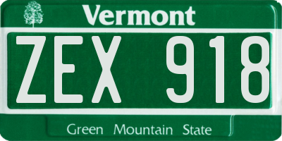 VT license plate ZEX918