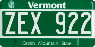 VT license plate ZEX922