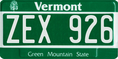 VT license plate ZEX926
