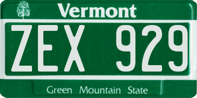 VT license plate ZEX929