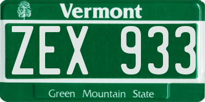 VT license plate ZEX933