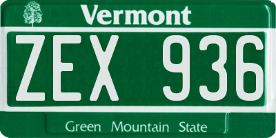 VT license plate ZEX936