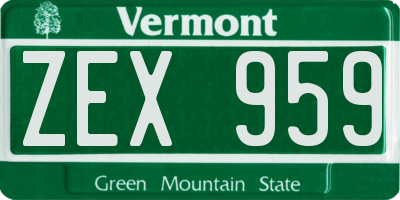 VT license plate ZEX959