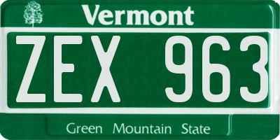 VT license plate ZEX963