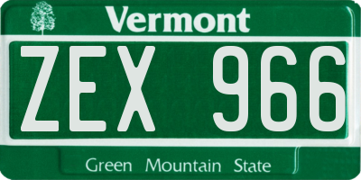 VT license plate ZEX966