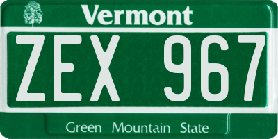 VT license plate ZEX967