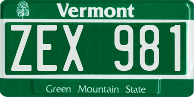 VT license plate ZEX981