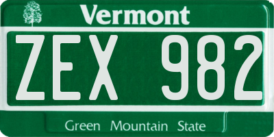 VT license plate ZEX982